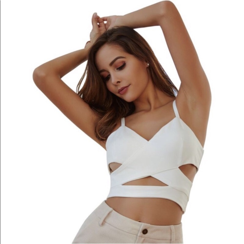 White wrap around crop top